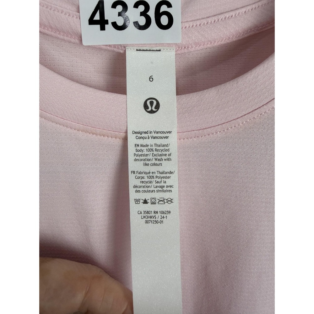 Lululemon Shirt Womens 6 Pink Cropped Short Sleeve Lightweight Athletic LW3HKVS - Picture 4 of 6